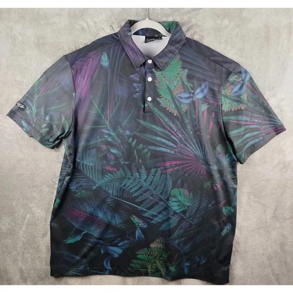 Sunday Swagger Shirt Mens 2XL Black Tropical Golf Polo Smith Bits Print - Picture 2 of 10